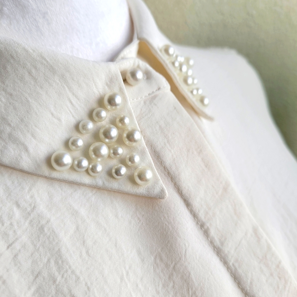 Zara oyster/pearl white shirt
